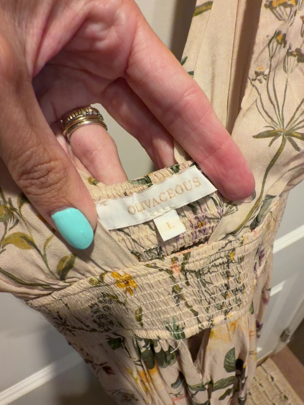 Olivaceous Blush Floral Maxi Dress with Yellow & Green Accents - Picture 8 of 10